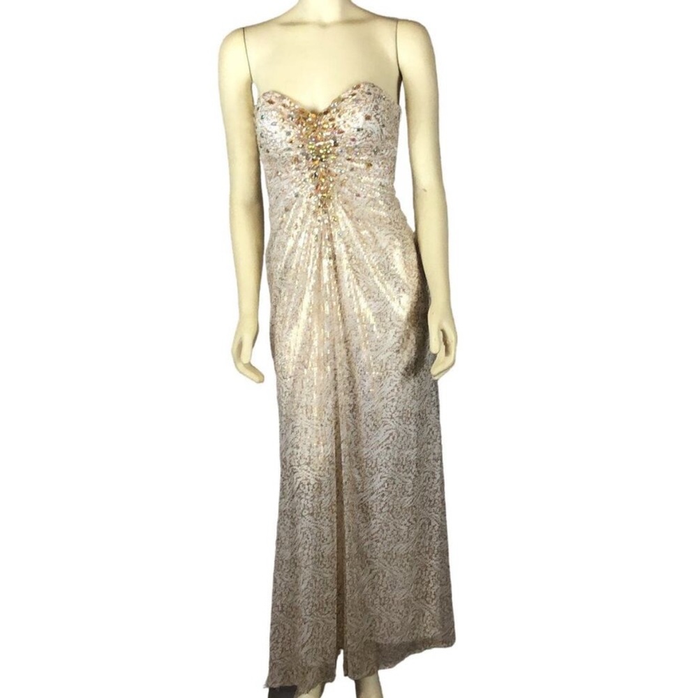 Gold and White Prom Dress, Sweetheart Neckline, Strapless